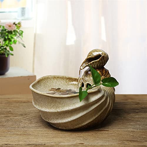 Fuente de agua de mesa interior con flujo continuo y cerámica en forma de concha 7