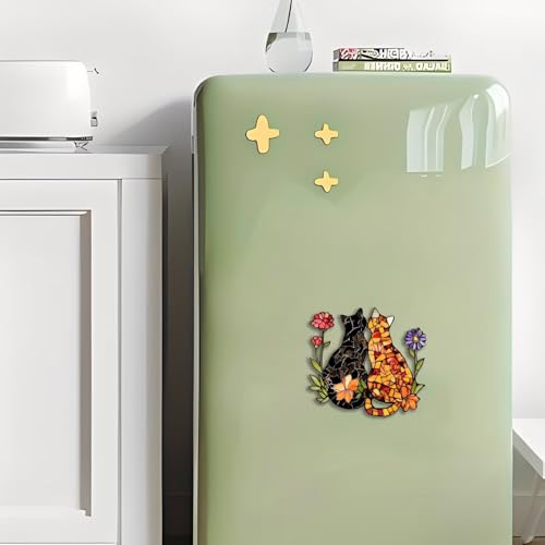 Imán decorativo acrílico con gatitos y flores miniatura 5
