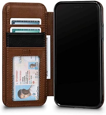 Deen Wallet Book Leather Case Apple iPhone Xs/X (5.8 inch) - Wireless Charging Compatible - Saddle