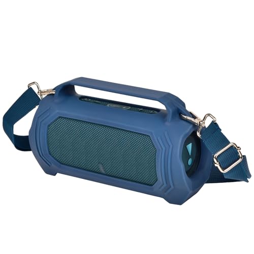 Silikon-Hülle für JBL Charge 5 wasserdichte tragbare Bluetooth-Lautsprecher, Reise Schutz-Gel-Haut, Wasserdichter Gummi-Beutel mit Schultergurt (Blau)