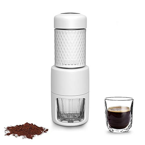 STARESSO Máquina de café Manual portátil con cápsulas de café Espresso Cappuccino Quick Cold Brew Todo-en-uno para Viajes en el hogar Oficina Camping al Aire Libre (Blanco)
