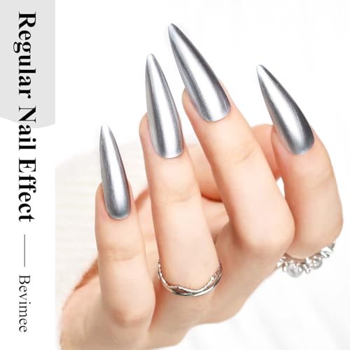 Esmalte de uñas cromado plateado 12ml secado rápido miniatura 5