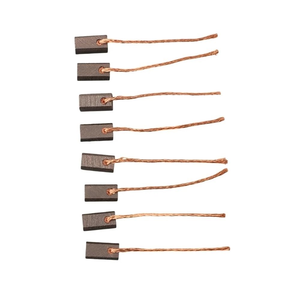 Części mechaniczne generatora ogólnego przeznaczenia, 8 sztuk/opakowanie, 5 x 5 x 10 mm miedziane szczotki węglowe, odpowiednie do szlifierek kątowych, młotków i narzędzi obrotowych