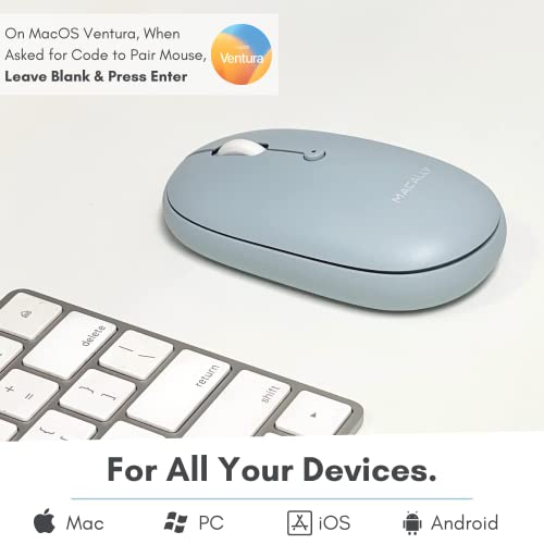 Macally Wireless Bluetooth Mouse - Quiet, Comfortable, Rechargeable for MacBook Air/Pro, Mac, iMac, Apple iPad - Wireless Mouse for Laptop, Windows PC Desktop
