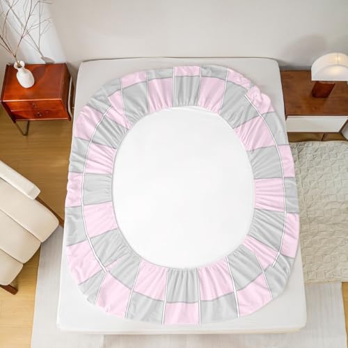 Image of Erosebridal Pink and Grey Plaid Sheet Set Full Cute Checkered Bed Sheets Geometric Grids Gingham Bedding for Kids Boys Girls,Soft Lightweight Bed Sheets Set 4 Piece