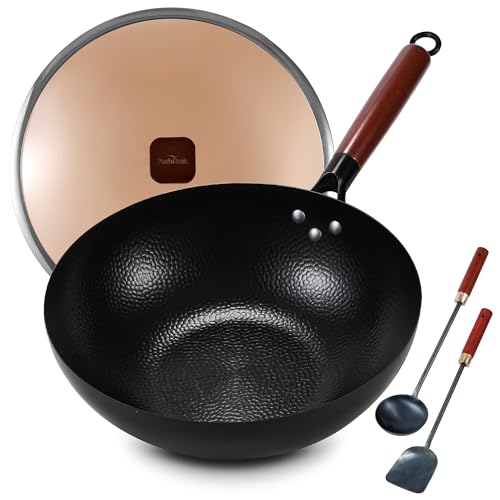Wok de hierro fundido 12.2'' con tapa de vidrio y accesorios miniatura 1