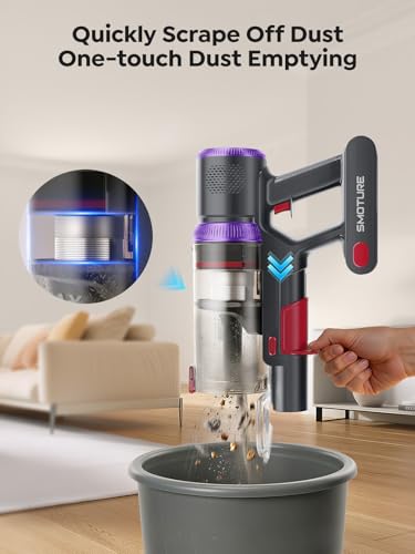 Image of SMOTURE Cordless Vacuum Cleaner, Upgraded 650W 55KPA 70Mins Vacuum Cleaner for Home, Pet Brush&3.3Ft Hose, Self-Stand, Auto Mode,Touchscreen, Anti-tangle Vacuum, Stick Vacuum for Pet Hair /Carpet /Floor