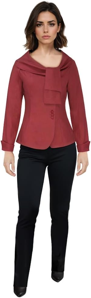 CHIC STAR Womens Linen Portrait Collar Blazer