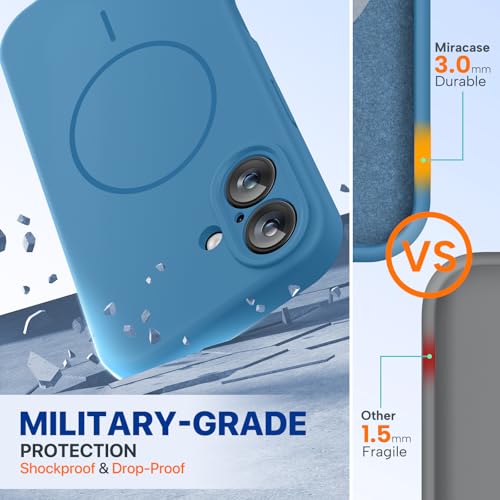 Image of Miracase Magnetic for iPhone 16 Plus Case, [Soft Anti-Scratch Microfiber Lining], Compatible with MagSafe, Liquid Silicone Shockproof Drop Protection Phone Case for 16 Plus,Capri Blue