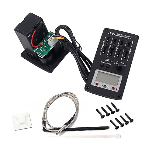 Ecualizador Preamp de 4 Bandas para Guitarra Acústica con Afinador LCD y Control de Volumen, Pickup Piezo Negro para Guitarras Folk, con Controles de Graves, Medios, Agudos y Presencia miniatura 5