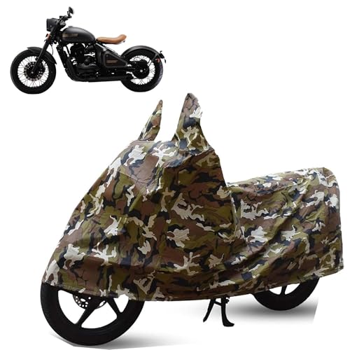 Image of Sulfar Bike Cover for Jawa Perak (Bobber) | Waterproof, Dustproof & UV Protected | All Weather Two Wheeler Cover (Army Green) New 2026 Variants