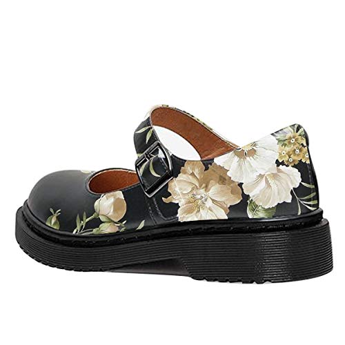 Image of YDN Women Classic Round Closed Toe Mary Jane Flats Platform Adjustable Single Ankle Strap Buckle Comfy Cute Pump Leather Patry Cosplay Girls Dress Shoe Size 4-16