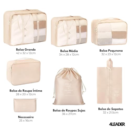 Organizador de Malas: Kit Completo de Organização de Viagem - Ideal para Mala de Viagem - Inclui Sac