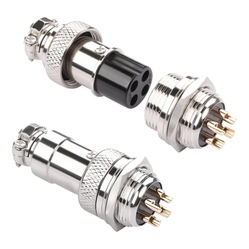 Conector Aviación GX16 4 Pines Oro 2 Piezas miniatura 1