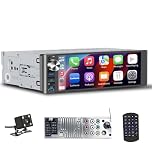 Single Din Car Stereo Wireless Apple CarPlay & Android Auto,240W Outputs,USB/Type-C,Bluetooth 5.3,AM/FM,Physical knob,SWC, Backup Camera（Standard Single DIN Size Seamless Fit） LSLYA-6640A