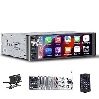 LSLYA Single Din Car Stereo with Wireless Apple CarPlay & Android Auto – 240W Output, 2 Subwoofer Ports, 4-Channel RCA, USB/Type-C, Bluetooth, SWC, Front & Backup Camera – Standard Single DIN Size