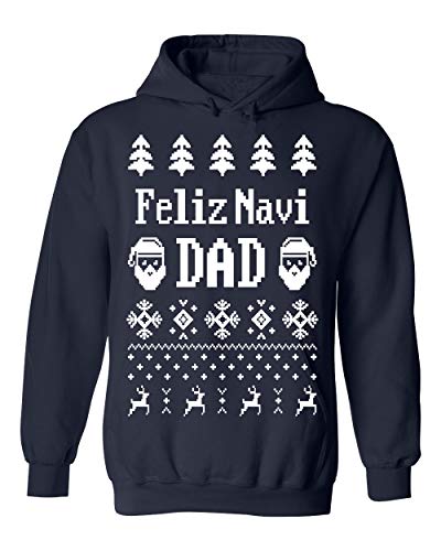 CAMALEN Merry Christmas Feliz Navi DAD Unisex Pullover Hoodie Hooded (Navy,Large)