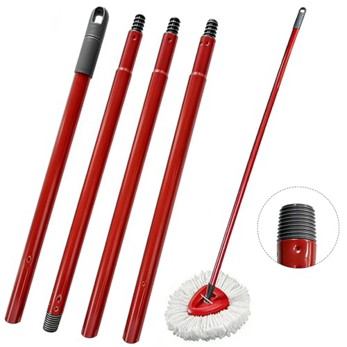 Mzzdk Wischmopp Ersatzstiel Kompatibel Mit Vileda Turbo Spin Mop Mopp Stange Replacement 72/105/138cm EasyWring Teleskopstiel 4-Sektionen Verstellbarer Moppzubehör für Bodenreinigung