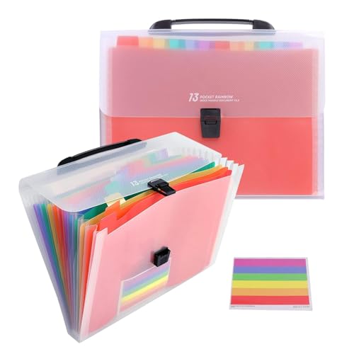 Image of Shuttle Art Expanding Files Folder, 13 Pockets A4 Letter Size Document Organizer, School Supplies Stationery Storage Bag, Multi Layer Accordion, Documents Paper Holder for Office,School,Home(Rainbow)