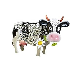 Solar Garden Light Outdoor Koe Decoraties Zonne Aangedreven Licht Koe Met LED Lichten – Metalen Tuin Dierlijke Hars…