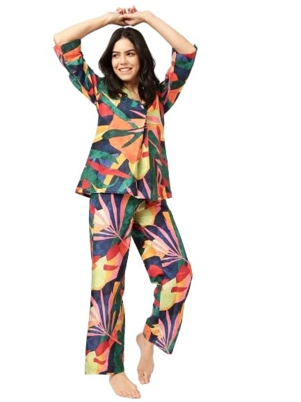 | Woman Tropical Printed Co-ord Set | Pajama Set | Coord Set for Women-image-29