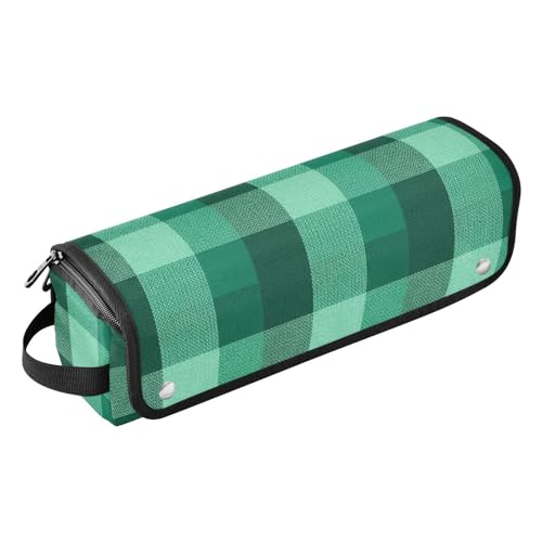 GuoChe Hair Tool Travel Bag para Mujeres y Tapete Resistente al Calor con Patrón de Cuadros Verde miniatura 1