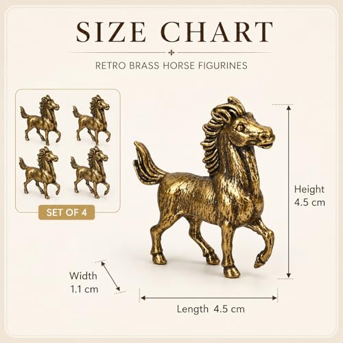 Estatua de bronce de caballo del zodiaco 4 piezas estilo chino retro miniatura 2