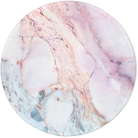 ITNRSIIET Marble Round Mouse Pad, Pink Marble Customized Premium-Textured Mouse Mat,Washable Mousepads with Cloth, Non-Slip Rubber Base Small Mousepad, 7.87×7.87×0.12 inches (Pink Marble) Cover