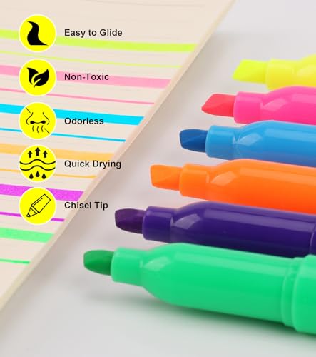 30 Pack Highlighters Bulk 6 Assorted Colors No Bleed Bright, Back to School - image 2