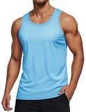 MAGCOMSEN Men's UPF 50+ Tank Top Quick Dry Summer Workout Muscle Sleeveless Shirts for Swim Beach Bodybuilding Waterfall Blue M