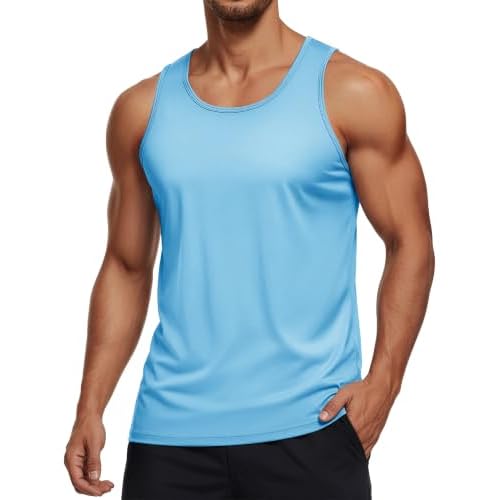 MAGCOMSEN Men's UPF 50+ Tank Top Quick Dry Summer Workout Muscle Sleeveless Shirts for Swim Beach Bodybuilding