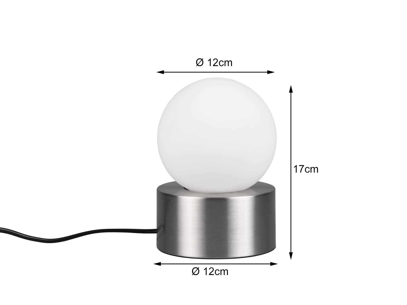 Chloe Lampada Da Tavolo Nera Con Sfera Vetro Bianco Con Base X Ricarica