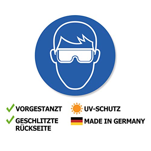 10 Stück Schutzbrille Aufkleber Augenschutz Verbotszeichen Gebotszeichen mit UV Schutz Warnzeichen für AuÃenbereich Innenbereich von STROBO 9,5 x 9,5 cm Schutzbrille – Bild 3