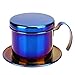 Estilo vietnamita Pour Over Coffee Dripper Cafetera de Acero Inoxidable Olla Filtro de Goteo de café Olla de Goteo Práctico Phin Infusor para entusiastas del café(Titanium Blue)