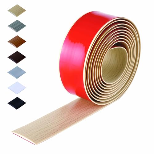Bnell Floor Transition Strip Floor Cover Strips Self Adhesive Flooring Transitions Laminate Floor Strip Vinyl Floor Flat Divider Strip for for Joining Floor Gaps (3.28FT,2inch, Maple Grain)