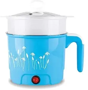 M Z ENTERPRISE Electric 1.8 Litre Mini Cooker Kettle with Glass Lid Base Concealed Base Cooking Pot Noodle Maker Egg Boiler hot Pot Vegetable & Rice & Pasta Porridge Travel Cookers and Steamer, Multi