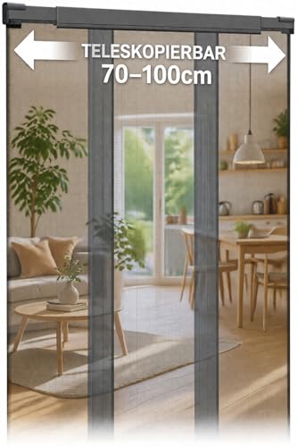 Onpira Fliegengittervorhang Set teleskopierbar 70-100cm Höhe 220cm