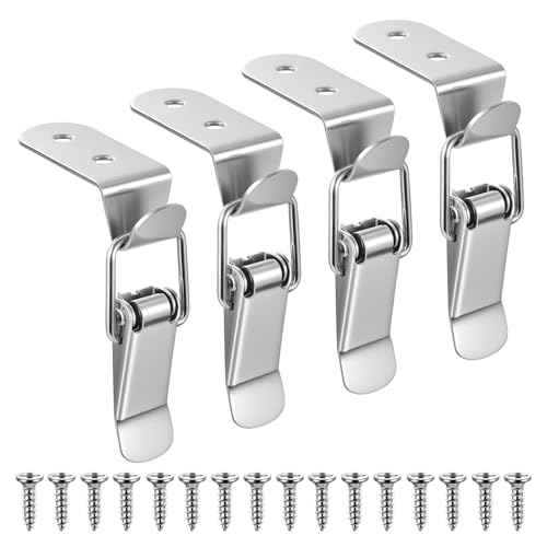 4 Pcs Fermeture à Levier à Pression, Fermoir à Bascule Loquets à Bascules en Acier Inoxydable, Loquet à Bascule à 90 Degrés, Loquets Verrous à Tension Loquet à Ressort pour Valises, Boîtes, Armoires