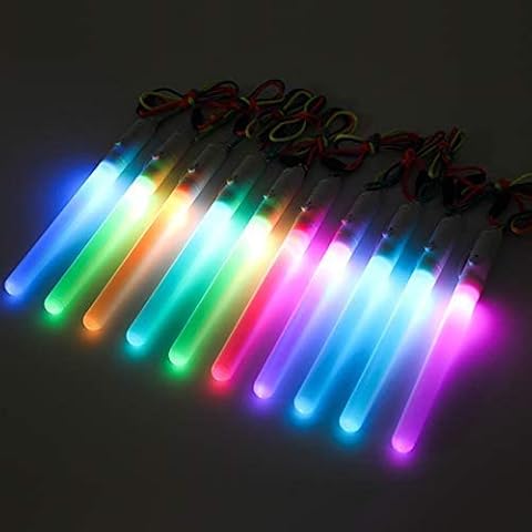 Light up Sticks Glow Colour Changing Festival Party Gym Flashing Wands Super Bright Flashing Gadget Festival Sticks 5 Colour Modes For Exercise Classes Kid Adult Glowsticks Party Fitness (2 x Wands) Cover