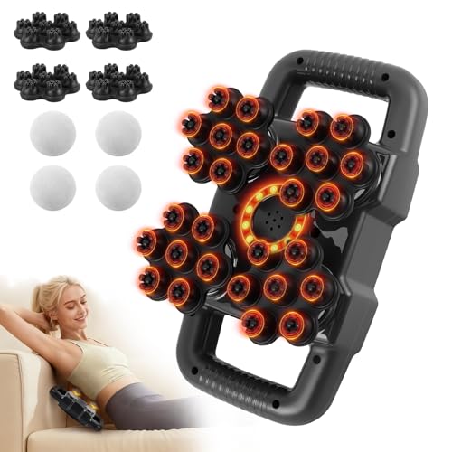 Pistola de Masaje Muscular, Pistola de Masaje de Tejido Profundo con 28 cabezales, 6 modos de masaje y 20 velocidades, pistola de masaje con cabezal de repuesto para Alivia el Dolor Muscular