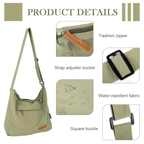 Image of PALAY Crossbody Bag for Woman Men Green Nylon Shoulder Bag with Adjustable Strap Casual Lightweight Multi-pockets Sling Bags for Women