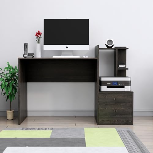 Image of Bniture Wooden Study Table for Home | Engineered Wood Study Table with Side Open Storage Area | Multi Purpose Computer Desk for Writing & Study | Laptop Table for Study Room & Office | Flower Wenge