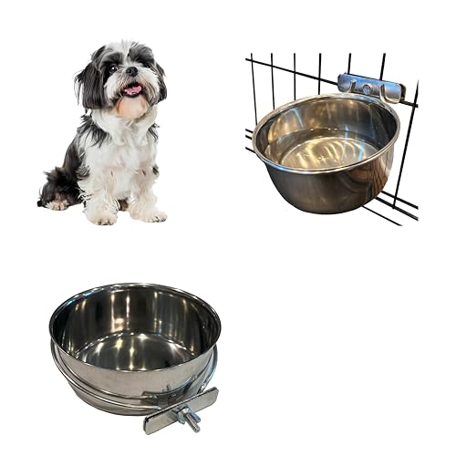 SPOT Coop Cup Bolt Clamp - Stainless Steel Hanging Bowl for Crate, Removable Pet Feeding Dish, Easy Installation, Chew-Proof Design, for Small Dogs, Cats, Birds, Reptiles -2.5 Cups (20 Oz)