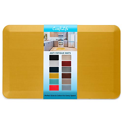 ComfiLife Anti Fatigue Floor Mat – 3/4 Inch Thick Kitchen Mats for Floor, Standing Desk Mat, Kitchen Rug – Comfort at Home, Office – Durable – Stain Resistant – Non-Slip Bottom (20" x 32", Mustard)