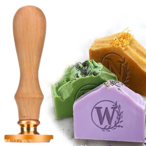 Palksky Personalized Soap Stamp, 26 Letters Soap Stamps Customized Initial Multi Functional Stamp for Homemade Soap, Soap Making Kit Supplies(W, 1PCS)