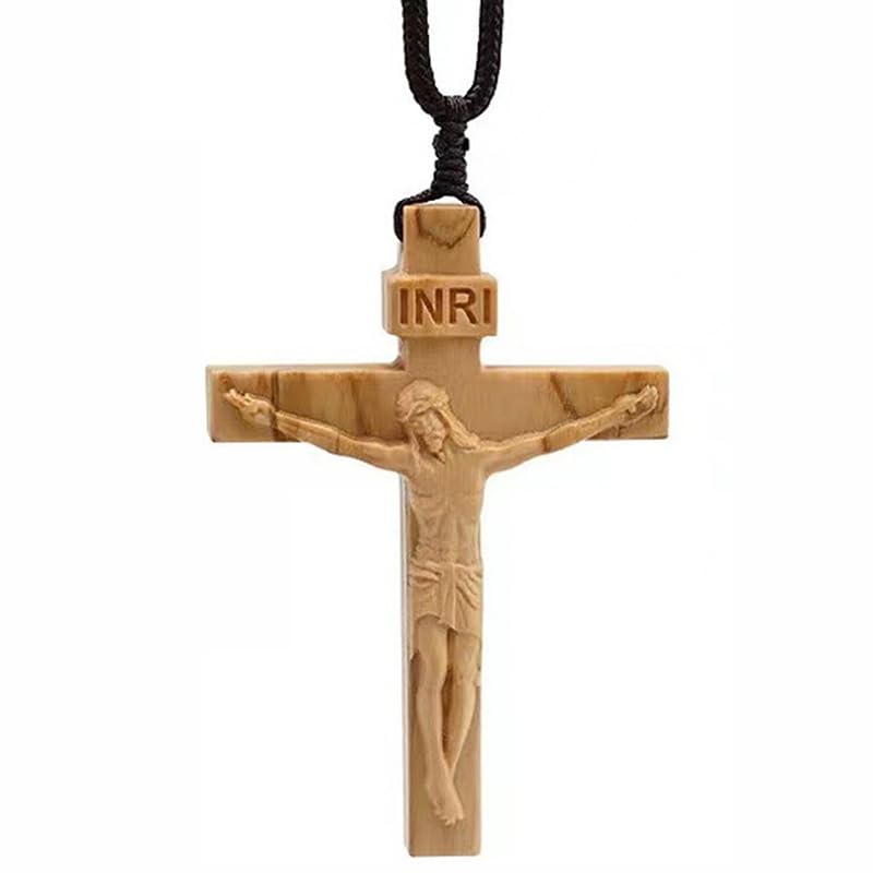 Amazon.co.jp: cenryusa イエスクロス木製ネックレス、木製クロス