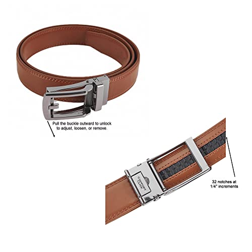 Jacob Alexander Men's Genuine Leather Adjustable Dress Ratchet Track Belt with Classic Single Prong Click Buckle3