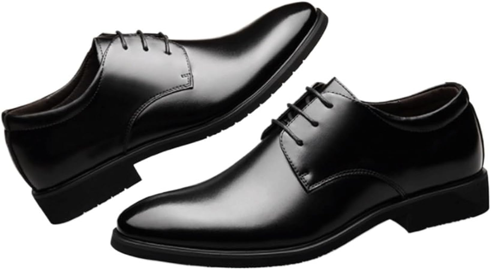 Men's Wide Dress Shoes Mens Formal Leather Shoes Slip on Dress Wedding Casual Flats Walking Oxfords Office Work(Black,6)