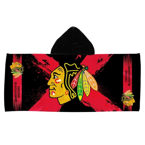 Northwest Chicago Blackhawks NHL Cross Out Youth Hooded Micro Fiber Towel 22 x 51 Inches