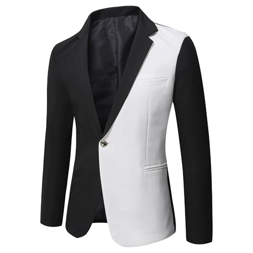 Men's One Button Block Color Suit Jacket Shawl Collar Lightweight Sport Coats Casual Party Tuxedo Coats